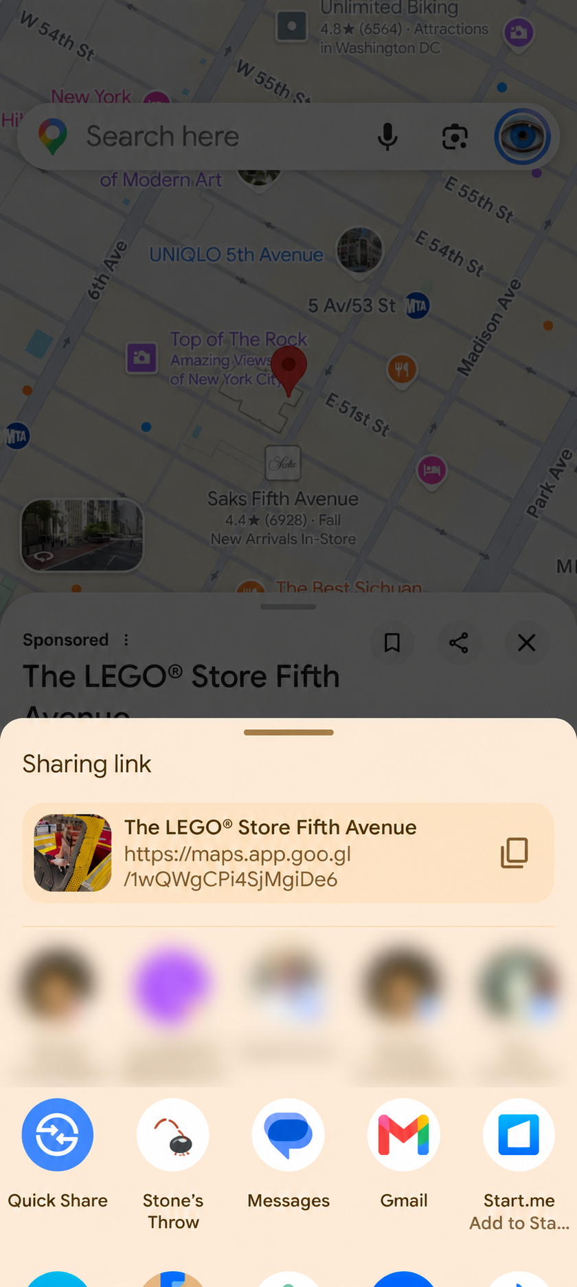 Google Maps sharing screen in Stone’s Throw